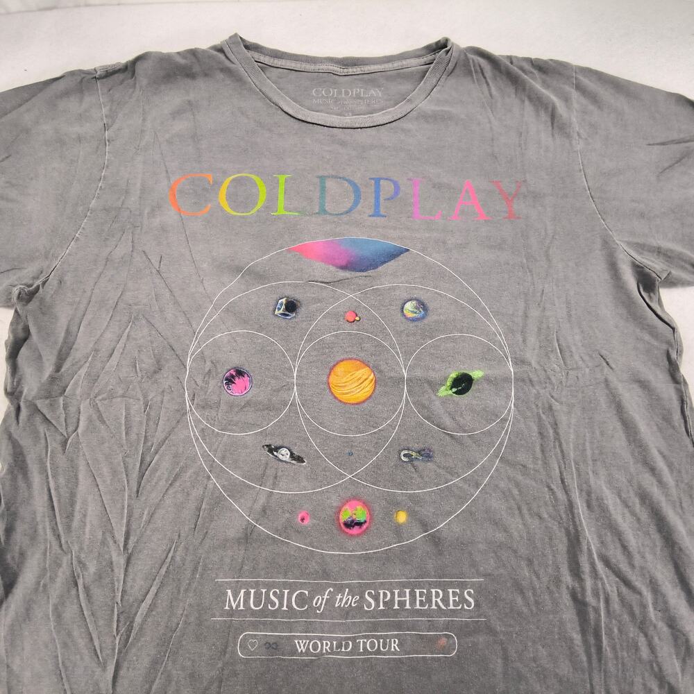 Coldplay Music of the Spheres Band Graphic Shirt Adult Mens Size 2XL Gray